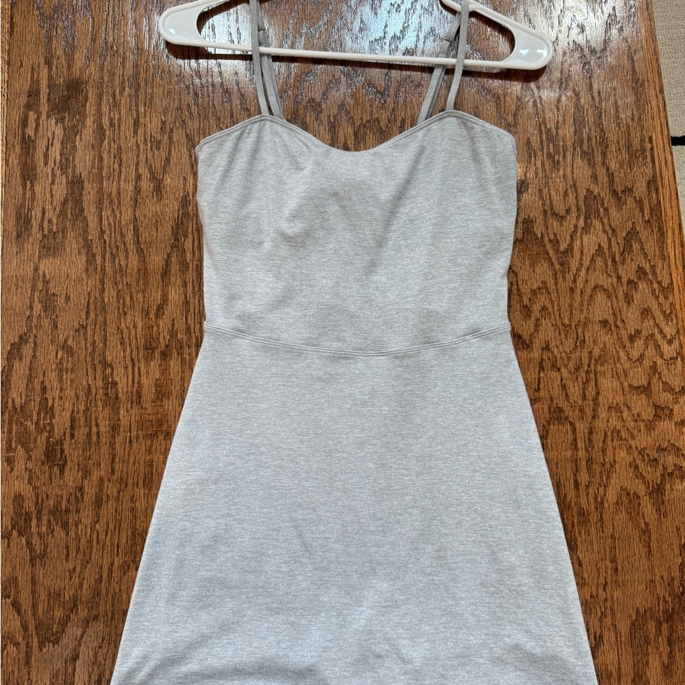 Gray Spaghetti Strap Athletic Dress (With Shorts)